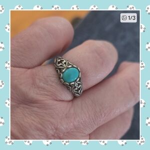 Vintage Sterling And Turquoise Ring Size 9